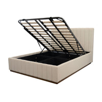 Collin Queen Bed Frame Gas Lift Storage Beige