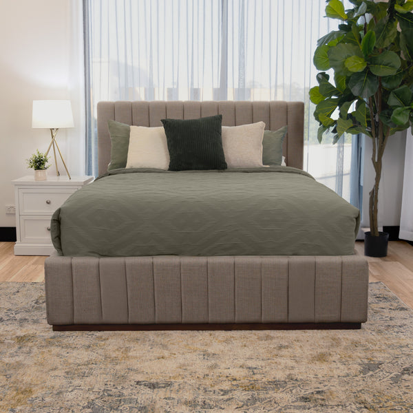 Collin Queen Bed Frame Gas Lift Storage Smoke Grey