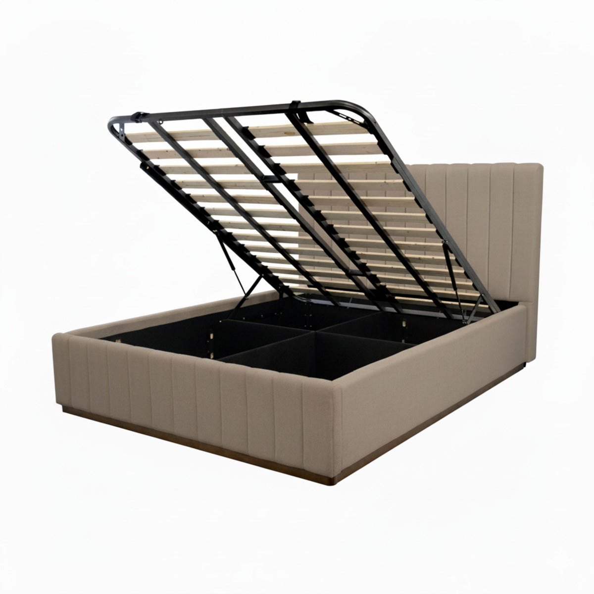 Collin Queen Bed Frame Gas Lift Storage Smoke Grey