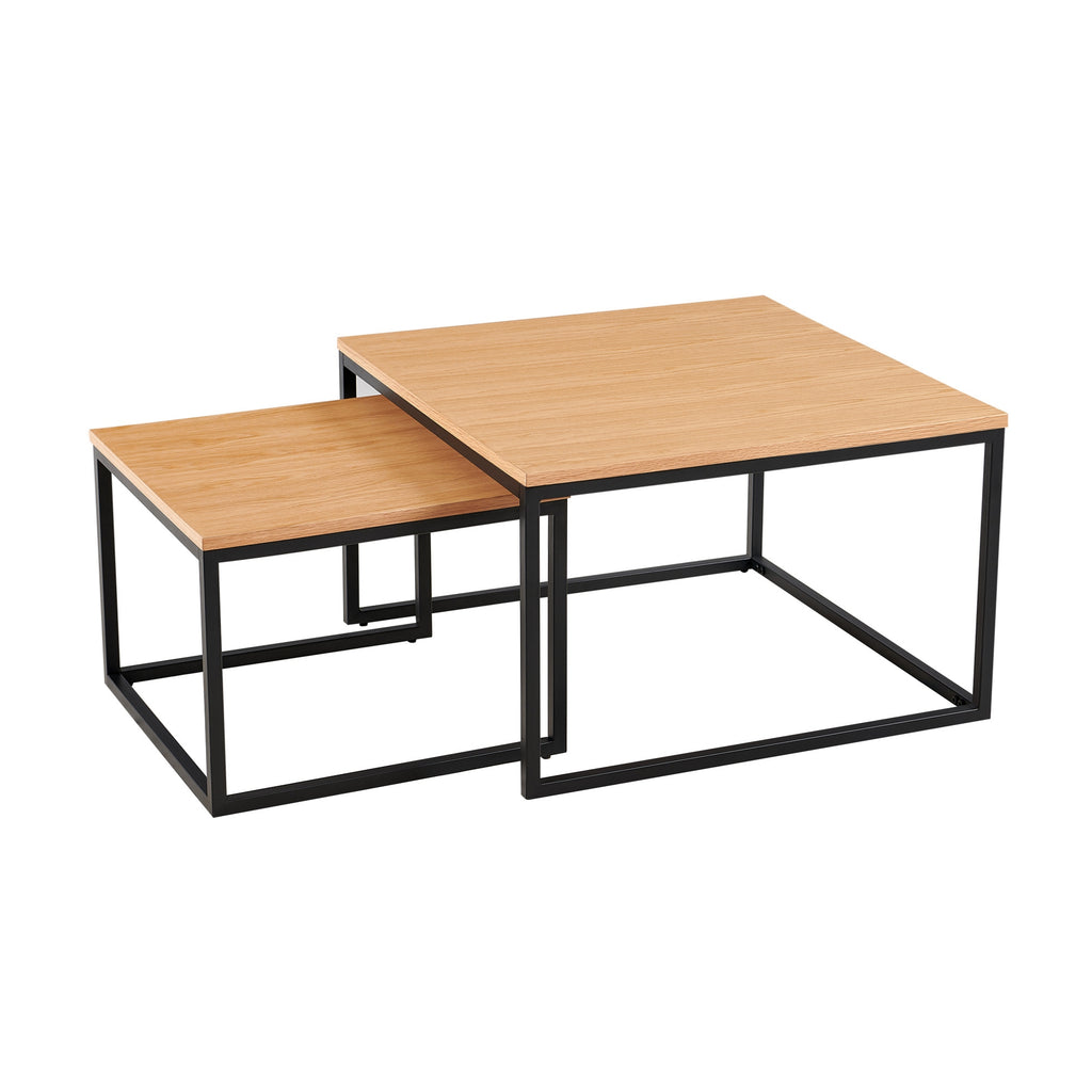 Cooper Set Of 2 Nesting Square Coffee Tables Oak 