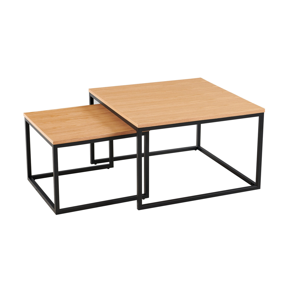 Cooper Set Of 2 Nesting Square Coffee Tables Oak 