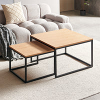 Cooper Set Of 2 Nesting Square Coffee Tables Oak 