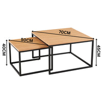 Cooper Set Of 2 Nesting Square Coffee Tables Oak 