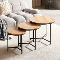 Cooper Set Of 3 Nesting Round Coffee Tables Oak 