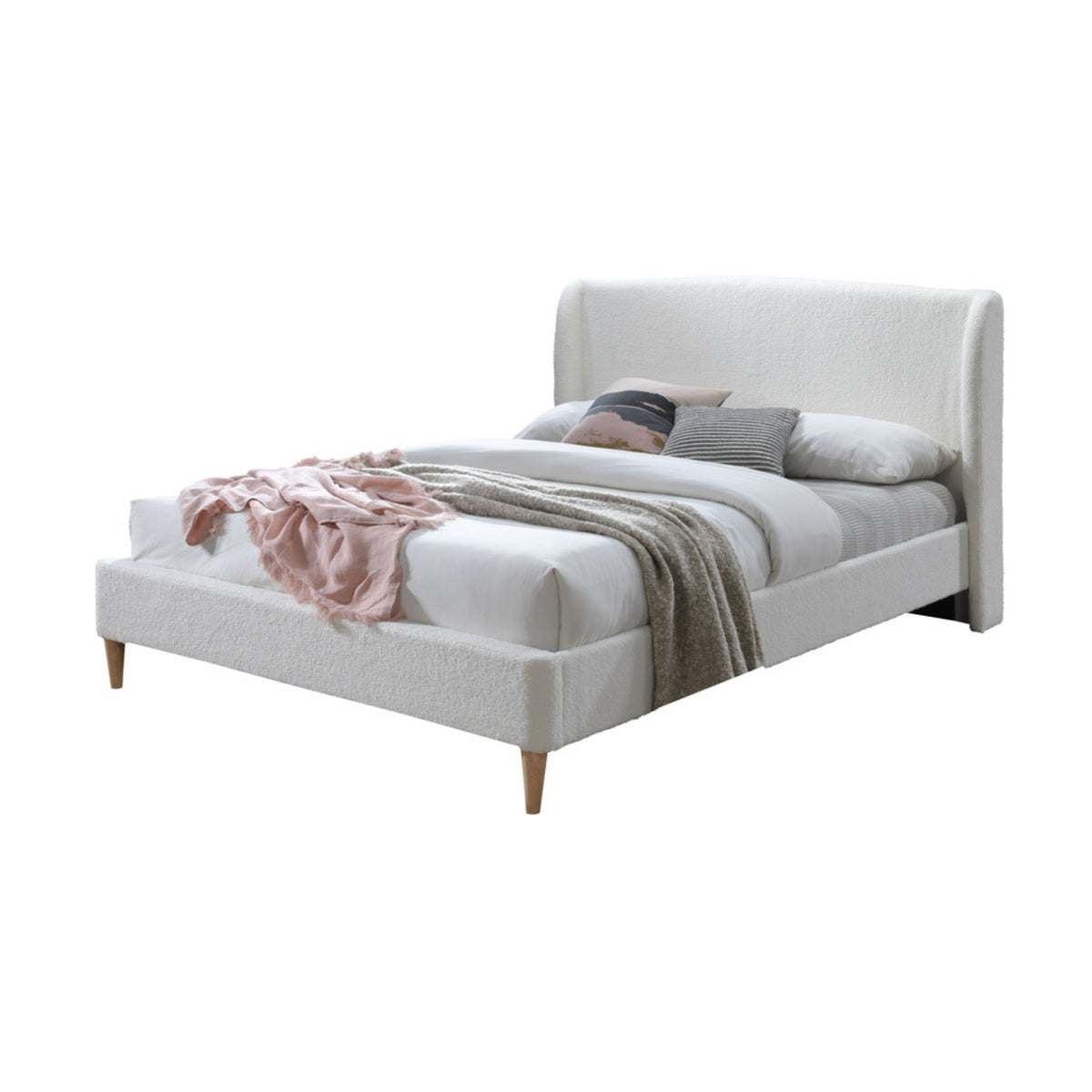 Coralbay King Single Bed Frame Cream