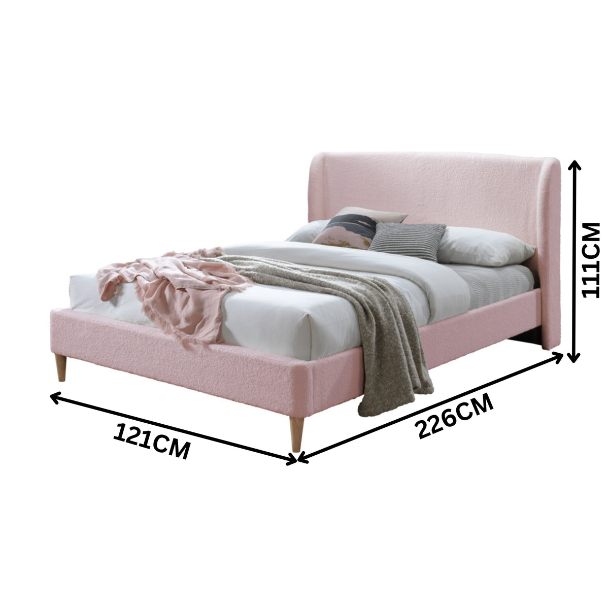Coralbay King Single Bed Frame Pink