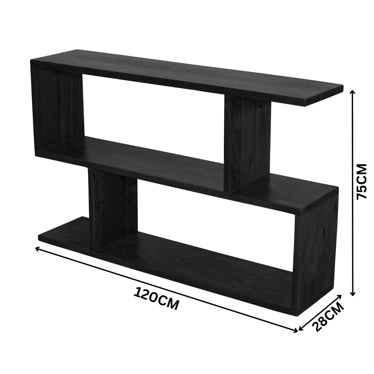 Corizon 120cm 2 Tier Bookshelf Storage Book Case Shelf Black