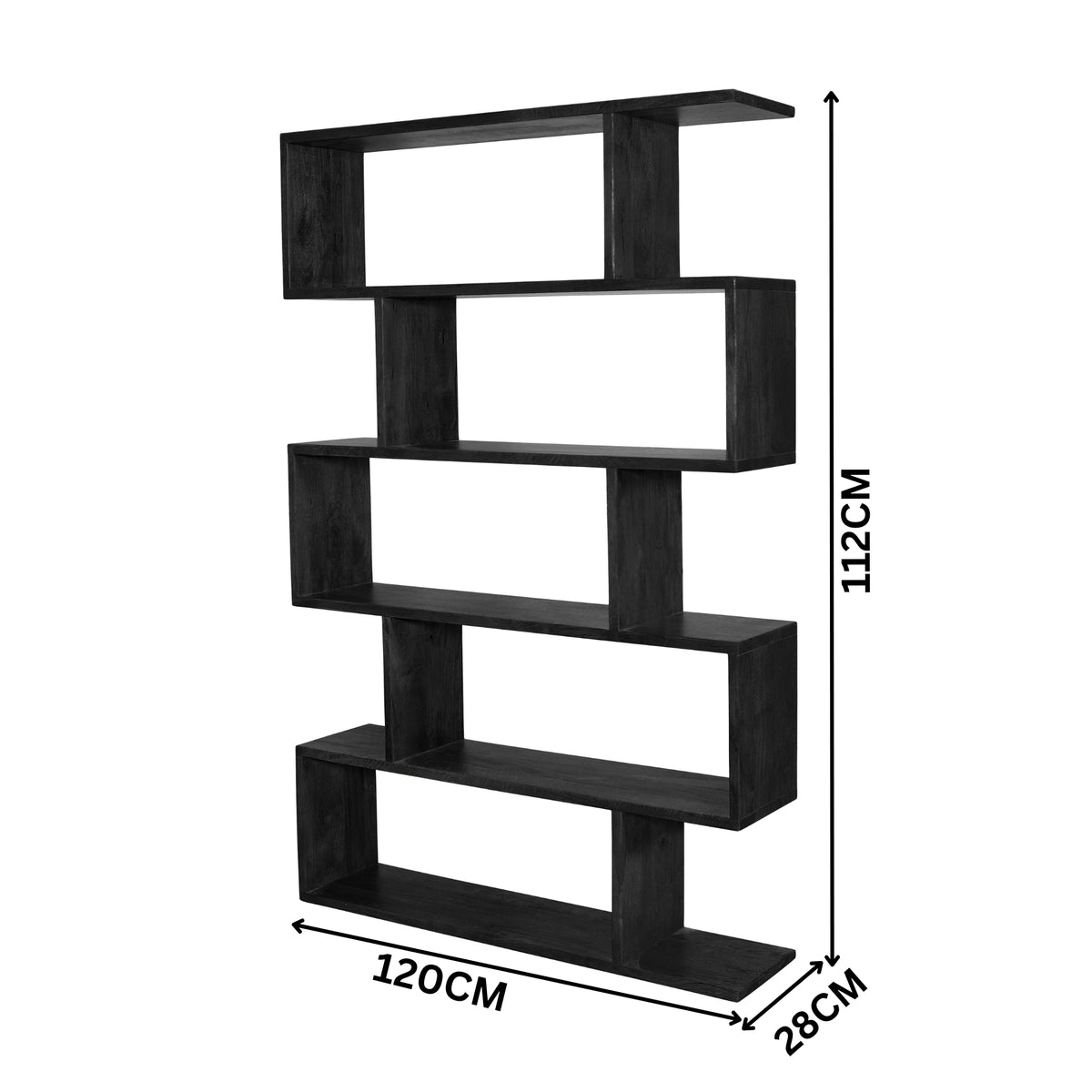 Corizon 120cm 5 Tier Bookshelf Storage Book Case Shelf Black
