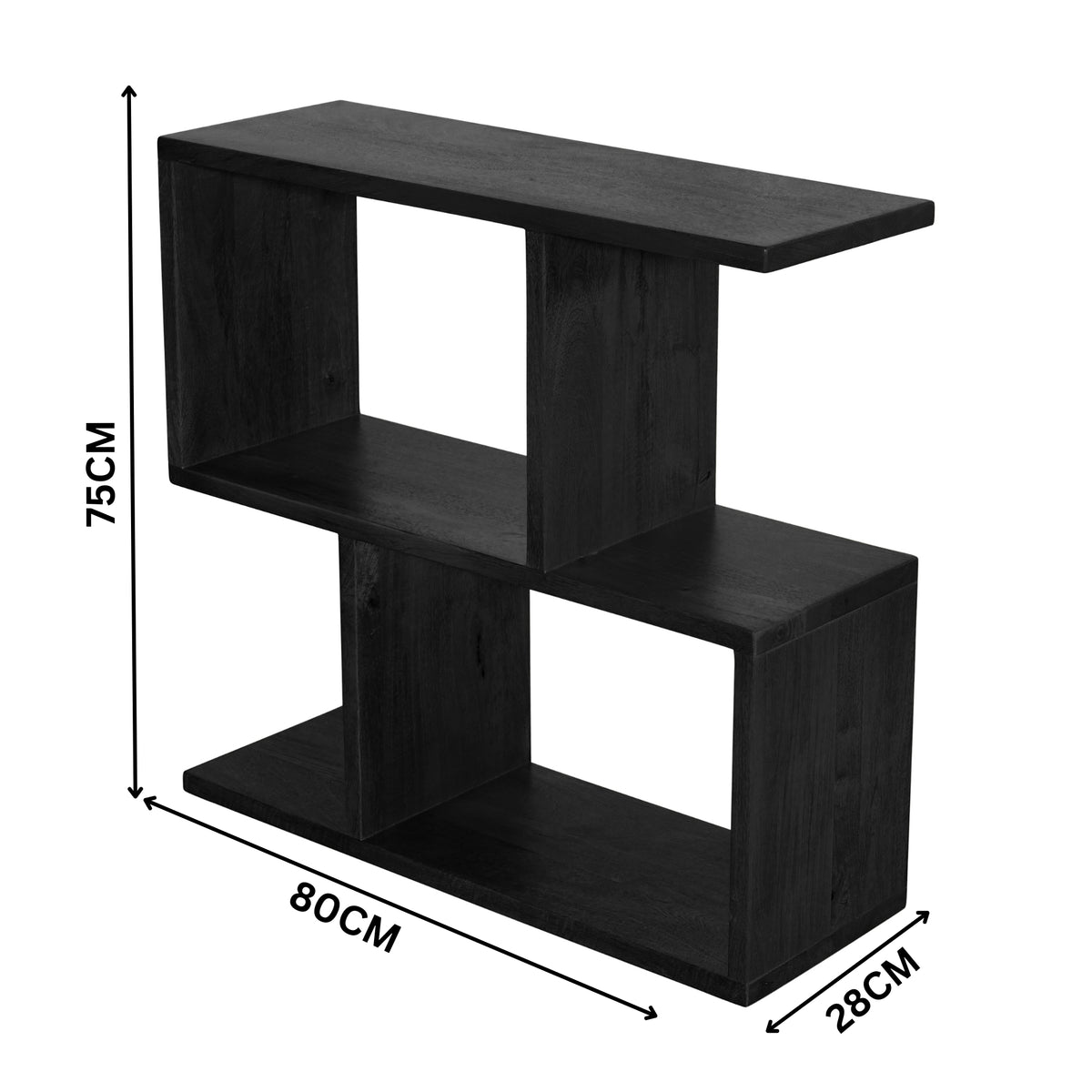 Corizon 80cm 2 Tier Bookshelf Storage Book Case Shelf Black