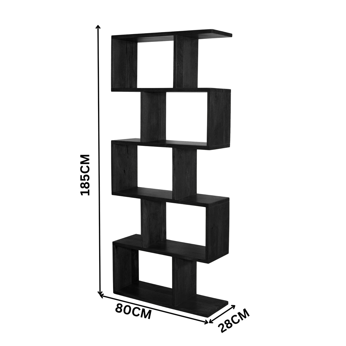 Corizon 80cm 5 Tier Bookshelf Storage Book Case Shelf Black