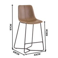 Cornwall 2pc Set PU Barstool Bar Chair Brown