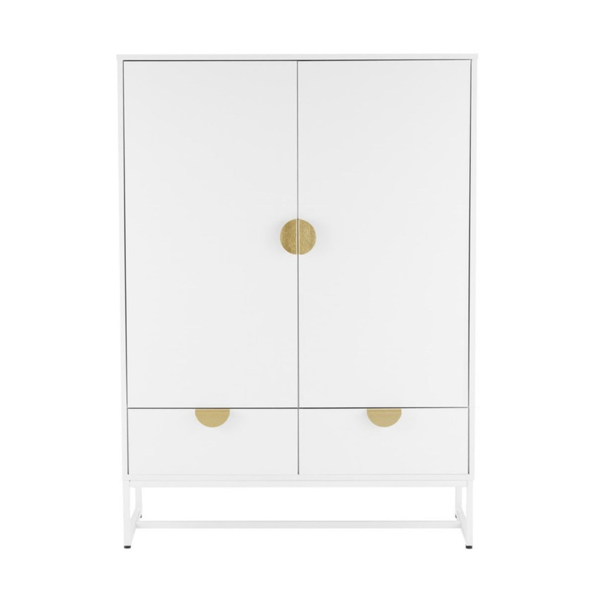 Cortez 100cm Highboard Storage Cabinet White, front view on a white background