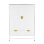 Cortez 100cm Highboard Storage Cabinet White, front view on a white background