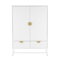 Cortez 100cm Highboard Storage Cabinet White, front view on a white background
