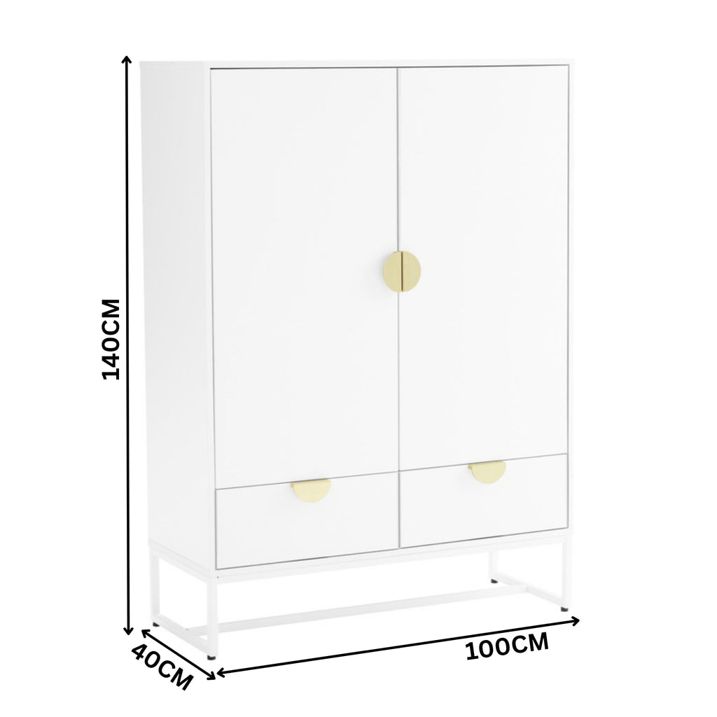 Cortez 100cm Highboard Storage Cabinet White — dimensions diagram