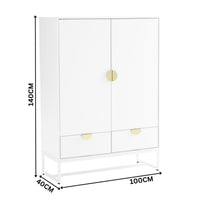 Cortez 100cm Highboard Storage Cabinet White — dimensions diagram