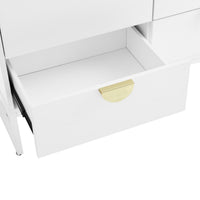 Cortez 100cm Highboard Storage Cabinet White, close-up of an open drawer