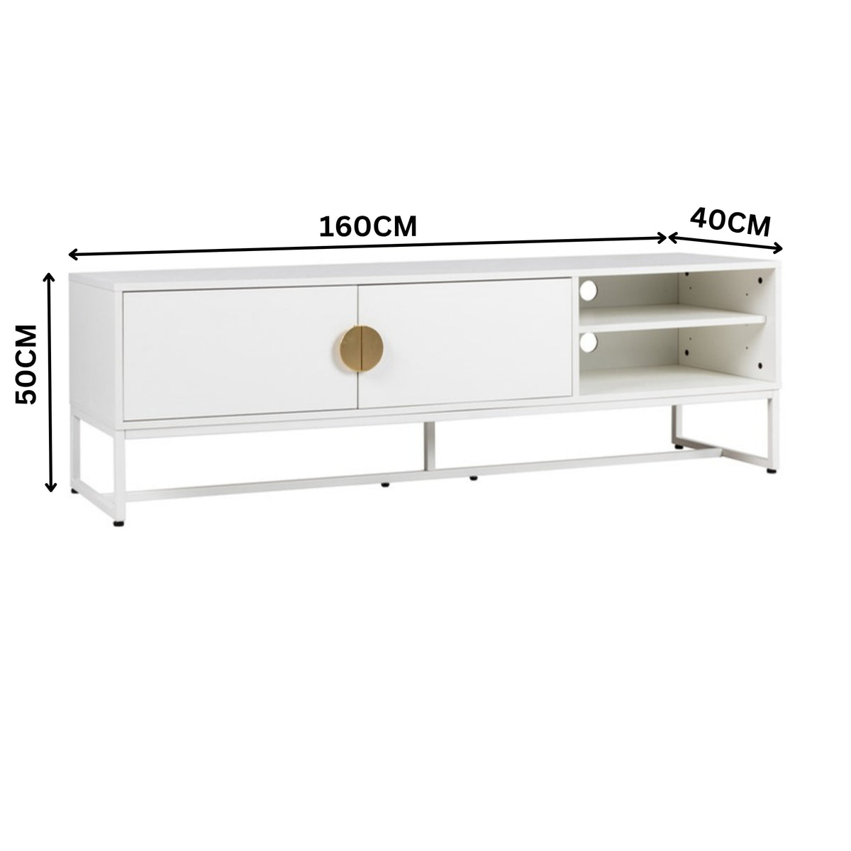 Cortez 160cm ETU Entertainment TV Unit White — dimensions diagram