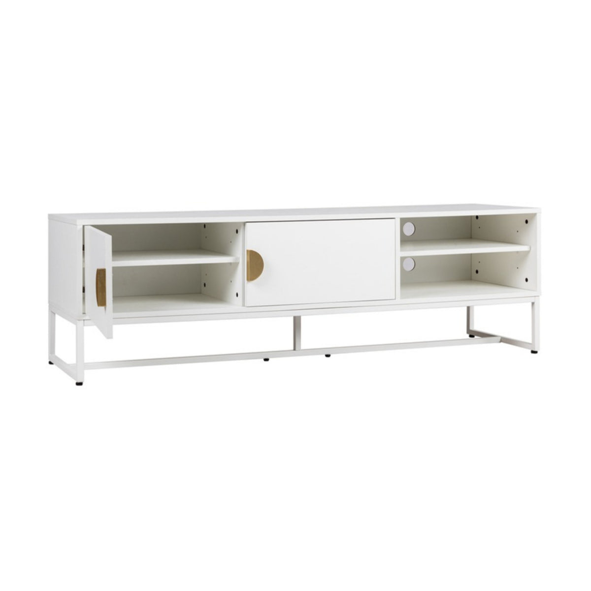 Cortez 160cm ETU Entertainment TV Unit White, front view with the sliding door moved across