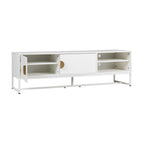 Cortez 160cm ETU Entertainment TV Unit White, front view with the sliding door moved across