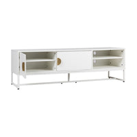 Cortez 160cm ETU Entertainment TV Unit White, front view with the sliding door moved across