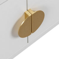 Cortez 160cm ETU Entertainment TV Unit White, close-up of the brass half-moon handle