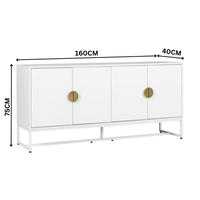 Cortez 160cm Sideboard Buffet Table White — dimensions diagram