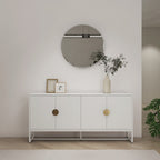 Cortez 160cm Sideboard Buffet Table White, in an entryway beneath a round mirror
