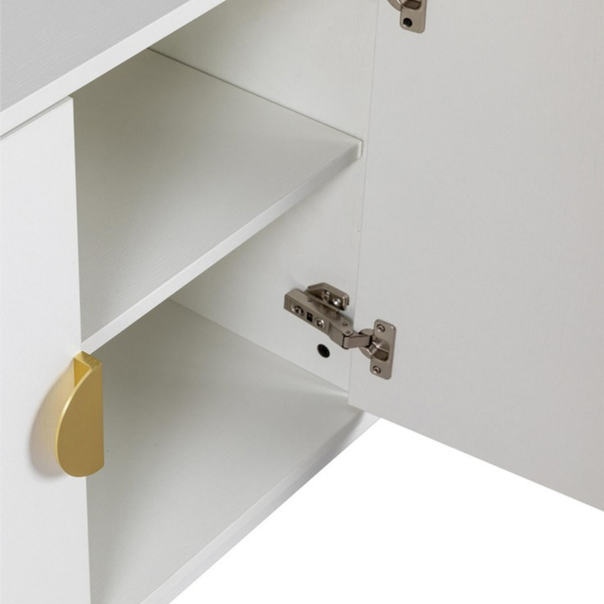 Cortez 160cm Sideboard Buffet Table White, close-up of the interior shelf