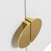 Cortez 160cm Sideboard Buffet Table White, close-up of the brass half-moon handle