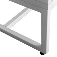 Cortez 160cm Sideboard Buffet Table White, close-up of the metal frame base