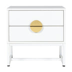 Cortez 2 Drawer Bedside Table White, front view on a white background