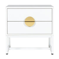 Cortez 2 Drawer Bedside Table White, front view on a white background