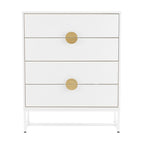 Cortez 80cm Tallboy Chest of 4 Drawers White, front view on a white background