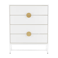 Cortez 80cm Tallboy Chest of 4 Drawers White, front view on a white background