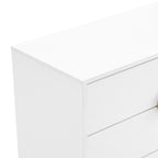 Cortez 80cm Tallboy Chest of 4 Drawers White, close-up of the top corner