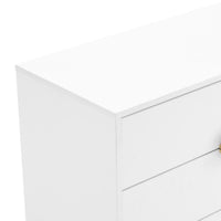 Cortez 80cm Tallboy Chest of 4 Drawers White, close-up of the top corner