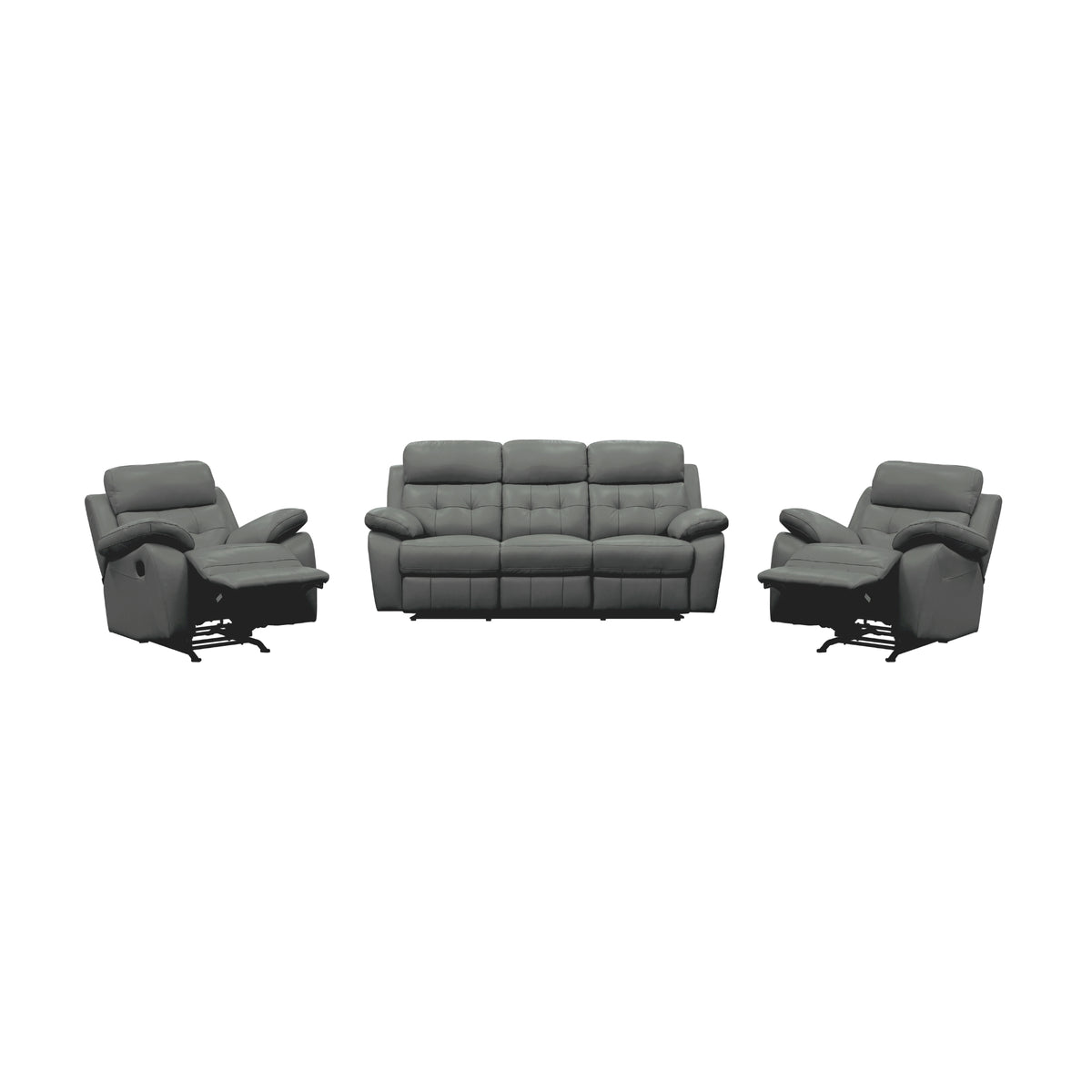 Cosmos 1+1+3 Seater Leather Manual Recliner Lounge Set Grey