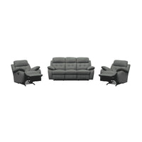 Cosmos 1+1+3 Seater Leather Manual Recliner Lounge Set Grey
