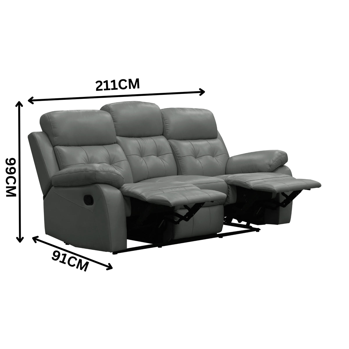 Cosmos 1+1+3 Seater Leather Manual Recliner Lounge Set Grey
