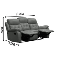 Cosmos 1+1+3 Seater Leather Manual Recliner Lounge Set Grey