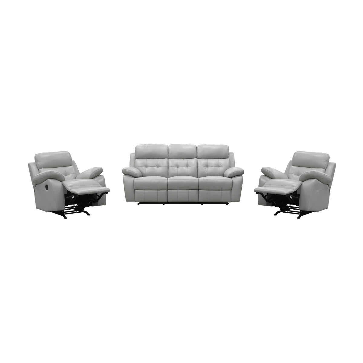 Cosmos 1+1+3 Seater Leather Manual Recliner Lounge Set Silver