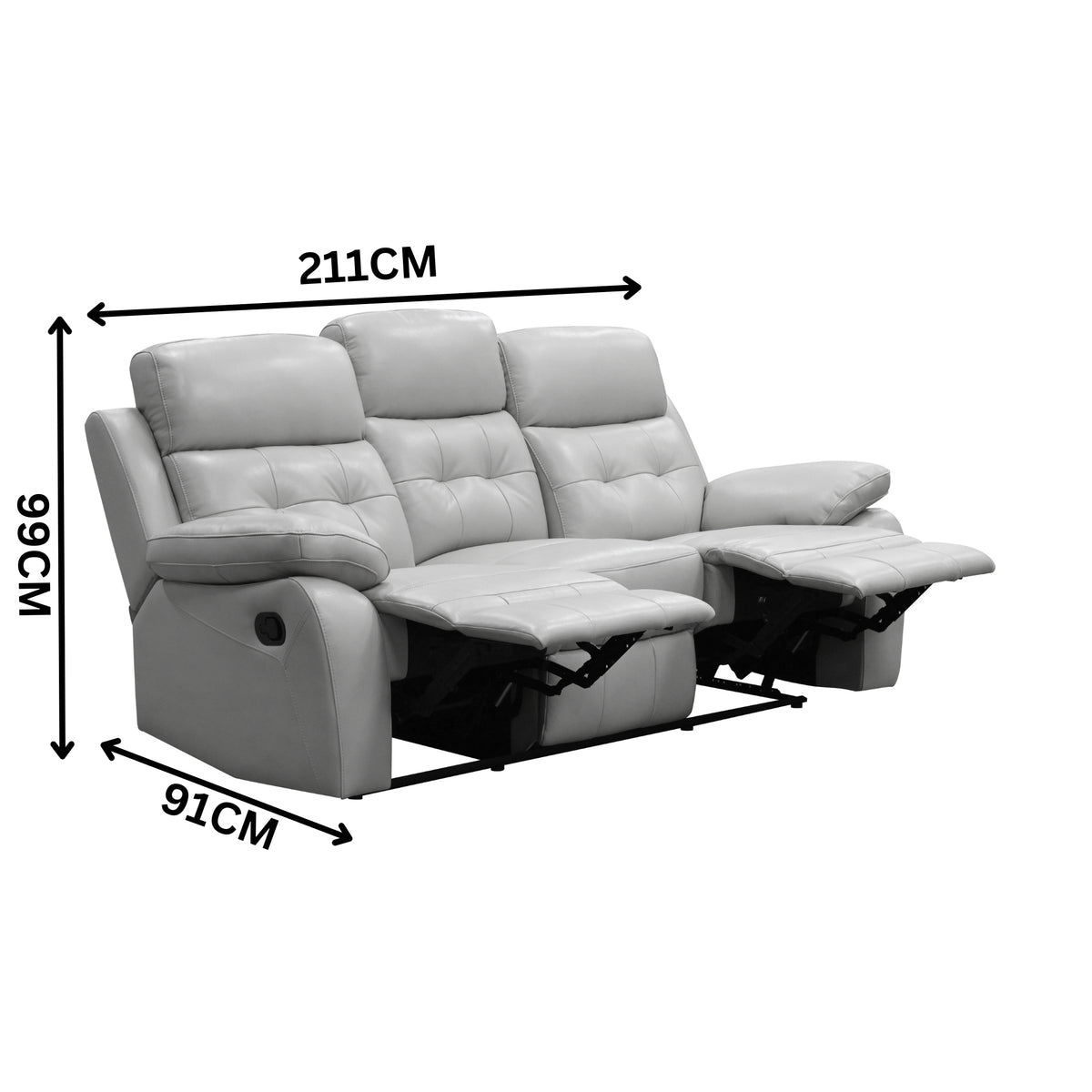 Cosmos 1+1+3 Seater Leather Manual Recliner Lounge Set Silver