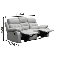 Cosmos 1+1+3 Seater Leather Manual Recliner Lounge Set Silver