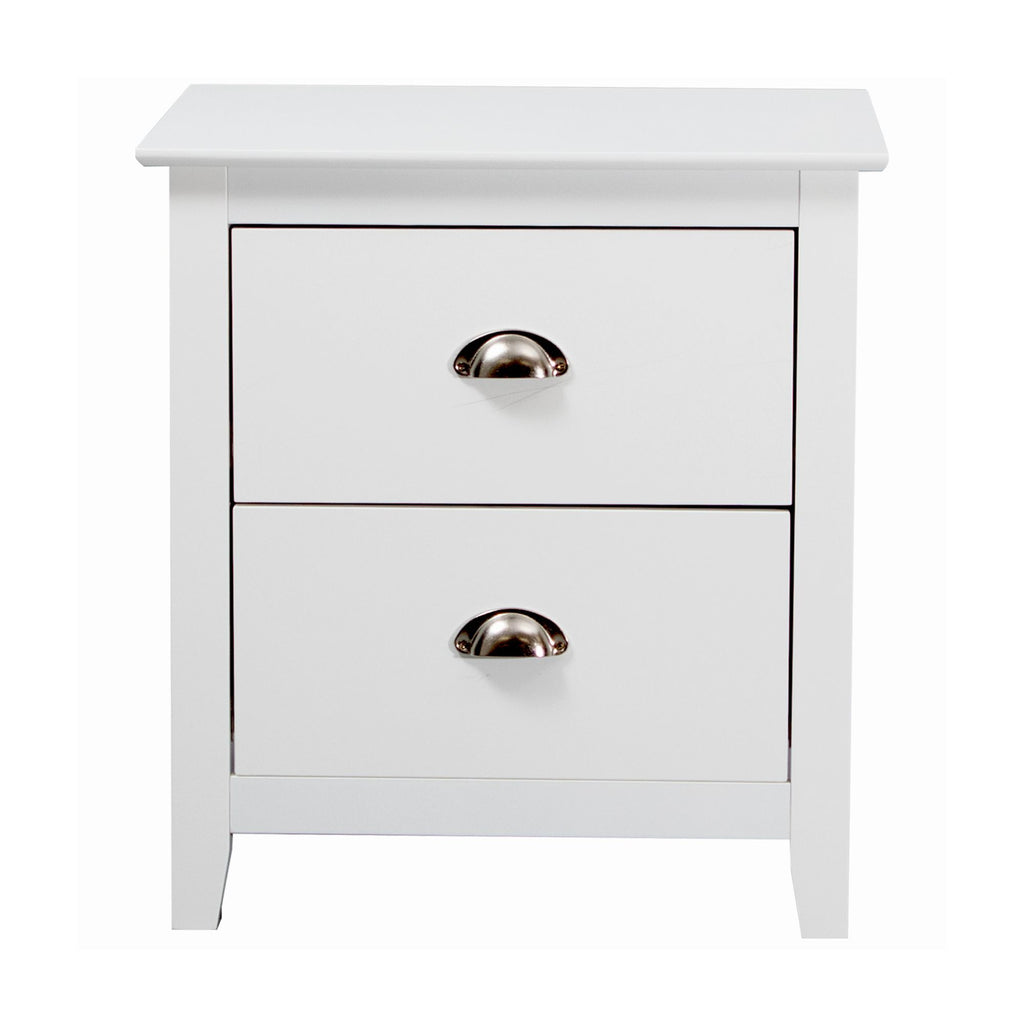 Costway 2 Drawers Bedside Table Nightstand Side End Bedroom Storage Cabinet White