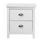 Costway 2 Drawers Bedside Table Nightstand Side End Bedroom Storage Cabinet White