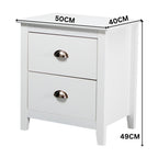 Costway 2 Drawers Bedside Table Nightstand Side End Bedroom Storage Cabinet White