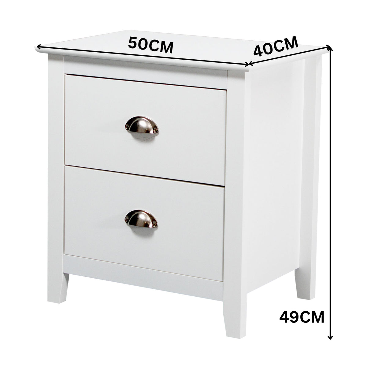 Costway 2 Drawers Bedside Table Nightstand Side End Bedroom Storage Cabinet White