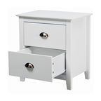 Costway 2 Drawers Bedside Table Nightstand Side End Bedroom Storage Cabinet White