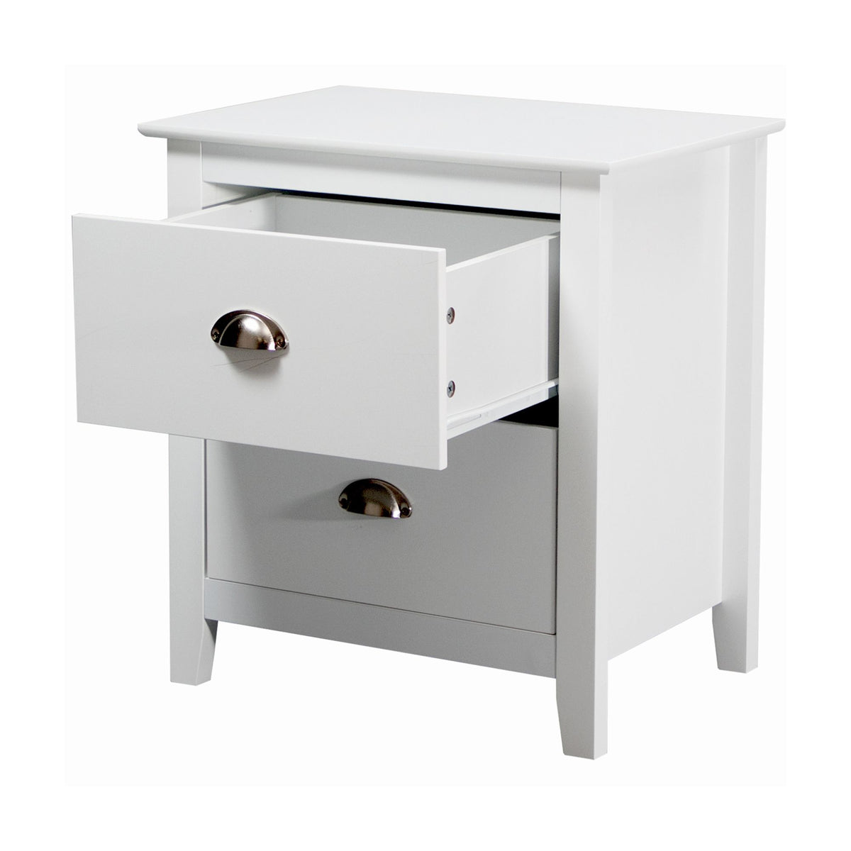 Costway 2 Drawers Bedside Table Nightstand Side End Bedroom Storage Cabinet White